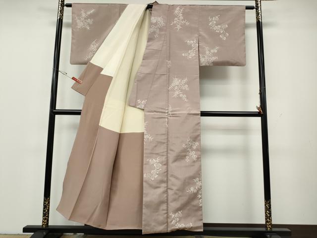 平和屋着物●上質な小紋　紬地　草花文　正絹　逸品　CABH2508ut