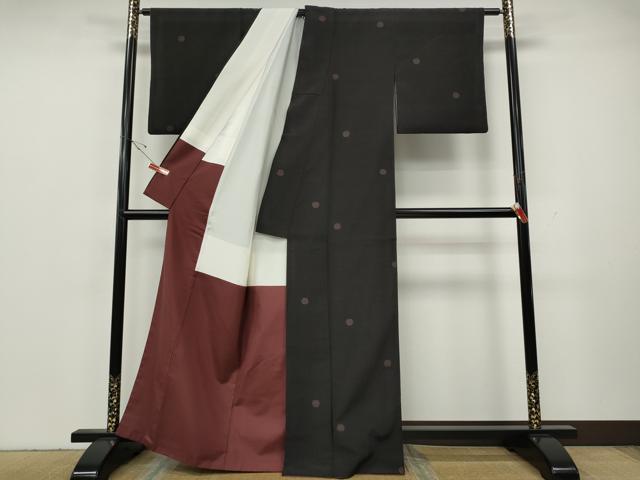 平和屋着物●本塩沢　110亀甲　丸文　飛び亀甲柄　正絹　逸品　CABH2509ut