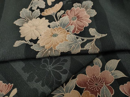 平和屋着物●小紋　舞花文　シルエット　工芸染織小いけ扱い　洗える着物　CABH2510ut