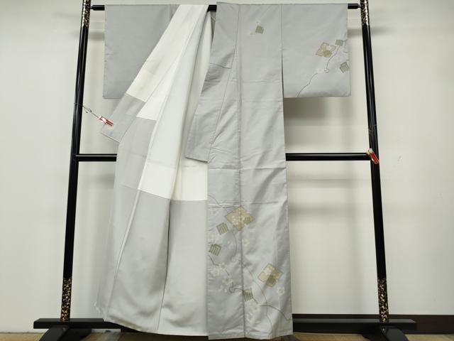 平和屋着物●訪問着　本場染大島紬　源氏香舞桜文　金彩　正絹　逸品　CABH2515ut