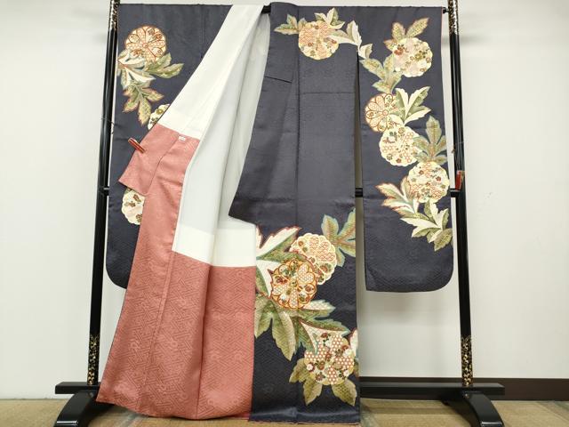 平和屋着物●豪華振袖　駒刺繍　舞花文　金彩　正絹　逸品　CABH2519ut