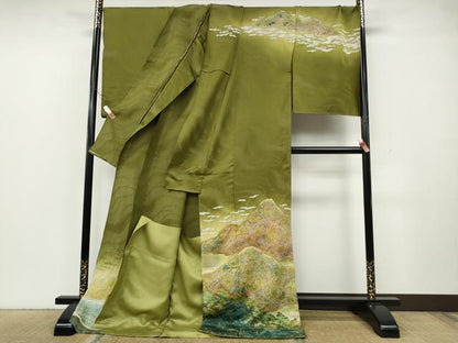 平和屋着物●吉乃一廉　幻の辻が花　訪問着　辻が花　絞り　遠山文　暈し染め　銀通し地　仮絵羽　正絹　逸品　未使用　CABH2521ut