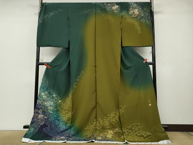 平和屋着物●吉乃一廉　幻の辻が花　訪問着　絞り　道長舞花文　暈し染め　金彩　仮絵羽　正絹　逸品　未使用　CABH2522ut