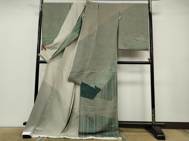 平和屋着物●訪問着　型染め　切嵌こぼれ松葉吉祥文　仮絵羽　正絹　逸品　未使用　CABH2525ut