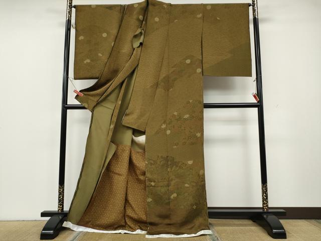 平和屋着物●重要無形文化財・伊勢手彫型本染・細合俊男　訪問着　道長花鳥文　金彩　鬼しぼ縮緬　仮絵羽　正絹　逸品　未使用　CABH2526ut