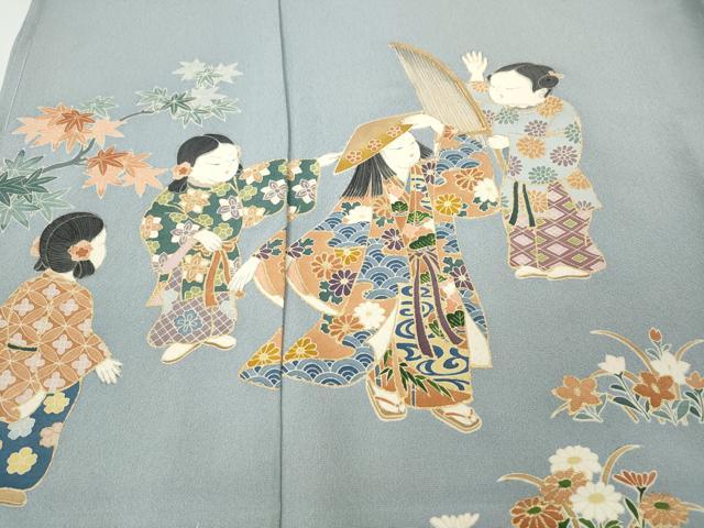 平和屋着物●訪問着　作家物　童子遊び　草花文　金彩　仮絵羽　正絹　逸品　未使用　CABH2527ut