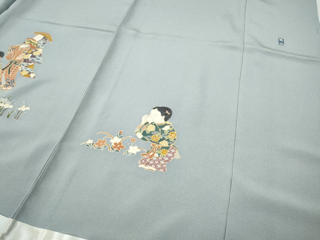 平和屋着物●訪問着　作家物　童子遊び　草花文　金彩　仮絵羽　正絹　逸品　未使用　CABH2527ut