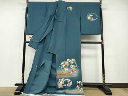 平和屋着物●訪問着　作家物　童子花丸文　暈し染め　金彩　仮絵羽　正絹　逸品　未使用　CABH2529ut