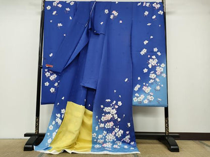 平和屋着物●ファッションブランド hiromichi nakano ヒロミチナカノ 振袖 手描き 刺繍 舞花文 暈し染め 金彩 仮絵羽  未使用 CABH2532ut