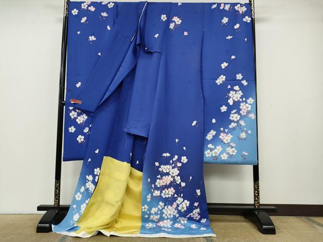 平和屋着物●ファッションブランド hiromichi nakano ヒロミチナカノ 振袖 手描き 刺繍 舞花文 暈し染め 金彩 仮絵羽  未使用 CABH2532ut