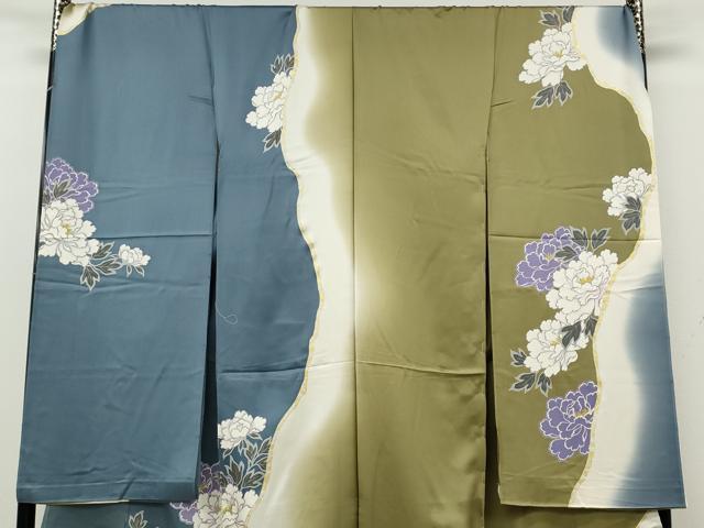 平和屋着物●豪華振袖　駒刺繍　舞花文　暈し染め　金彩　仮絵羽　逸品　未使用　CABH2533ut