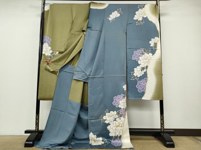平和屋着物●豪華振袖　駒刺繍　舞花文　暈し染め　金彩　仮絵羽　逸品　未使用　CABH2533ut