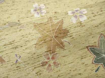 平和屋着物●訪問着　ぜんまい紬　舞草花文　染めの近江謹製　正絹　逸品　CABH2536ut