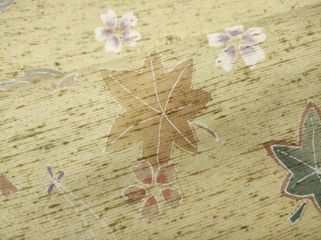 平和屋着物●訪問着　ぜんまい紬　舞草花文　染めの近江謹製　正絹　逸品　CABH2536ut