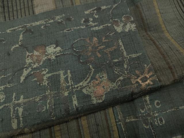 平和屋着物●上質な紬　絞り　色紙草花文　正絹　逸品　CABH2541ut