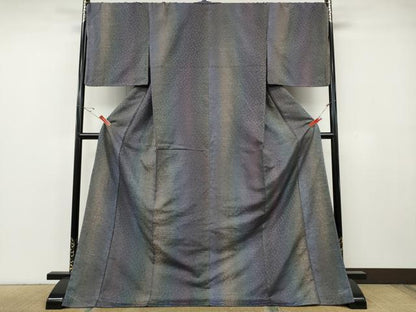 平和屋着物●上質な紬　舞花文　暈し染め　ロング丈　正絹　逸品　未使用　CABH2542ut