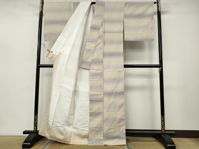 平和屋着物●上質な紬　霞横段文　正絹　逸品　CABH2545ut
