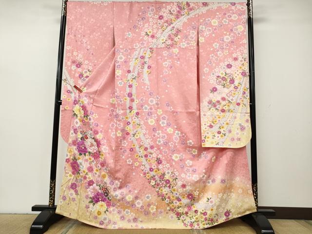 平和屋着物●豪華振袖　刺繍　花鞠文　暈し染め　金彩　正絹　逸品　CABH2547ut