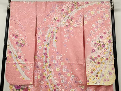 平和屋着物●豪華振袖　刺繍　花鞠文　暈し染め　金彩　正絹　逸品　CABH2547ut