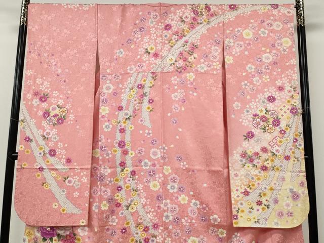平和屋着物●豪華振袖　刺繍　花鞠文　暈し染め　金彩　正絹　逸品　CABH2547ut