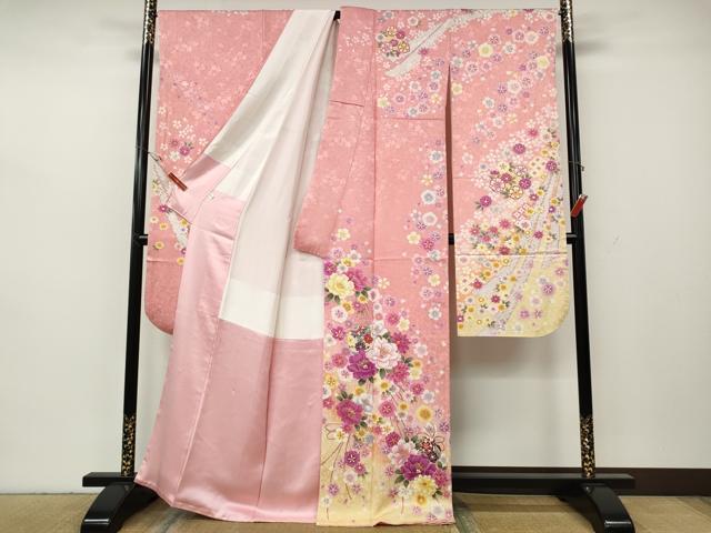 平和屋着物●豪華振袖　刺繍　花鞠文　暈し染め　金彩　正絹　逸品　CABH2547ut