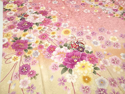 平和屋着物●豪華振袖　刺繍　花鞠文　暈し染め　金彩　正絹　逸品　CABH2547ut