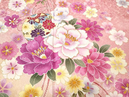 平和屋着物●豪華振袖　刺繍　花鞠文　暈し染め　金彩　正絹　逸品　CABH2547ut