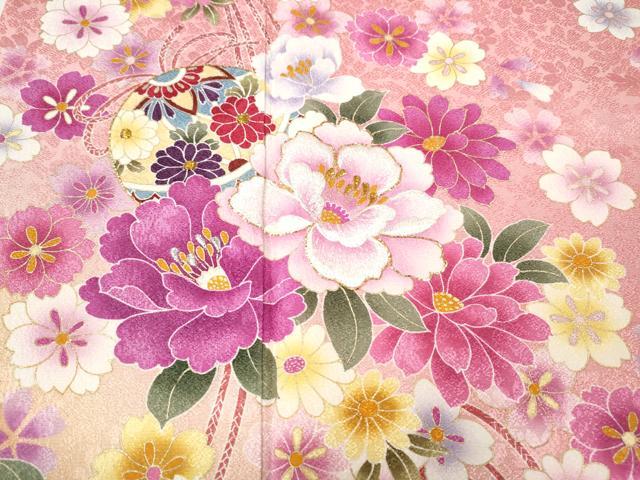 平和屋着物●豪華振袖　刺繍　花鞠文　暈し染め　金彩　正絹　逸品　CABH2547ut