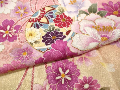 平和屋着物●豪華振袖　刺繍　花鞠文　暈し染め　金彩　正絹　逸品　CABH2547ut