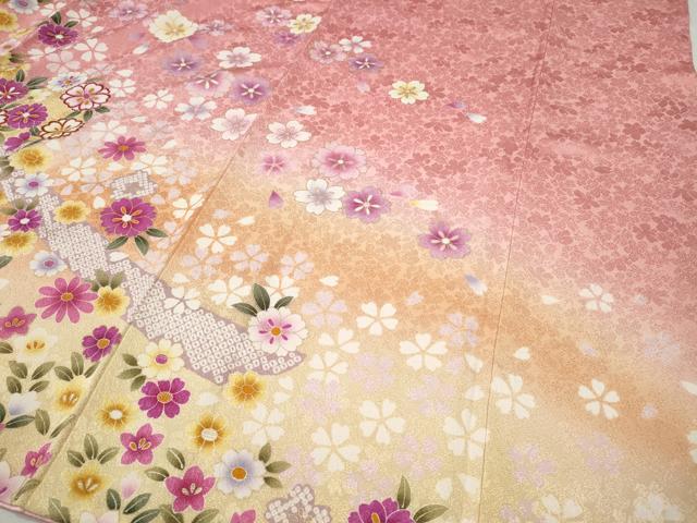 平和屋着物●豪華振袖　刺繍　花鞠文　暈し染め　金彩　正絹　逸品　CABH2547ut