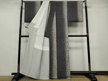 平和屋着物●上質な小紋　市松文字文　暈し染め　正絹　逸品　CABH2552ut