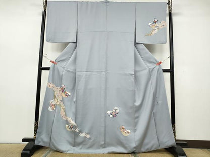 平和屋着物●西陣　京の名門　じゅらく謹製　帝王紫　訪問着　刺繍　道長誰が袖花文　金彩　正絹　逸品　CABH2553ut