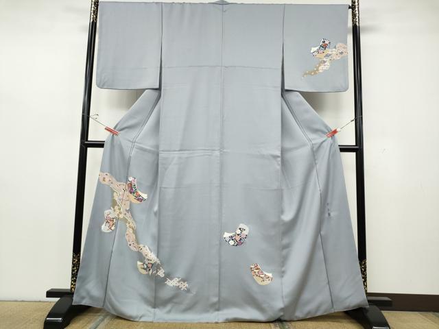 平和屋着物●西陣　京の名門　じゅらく謹製　帝王紫　訪問着　刺繍　道長誰が袖花文　金彩　正絹　逸品　CABH2553ut