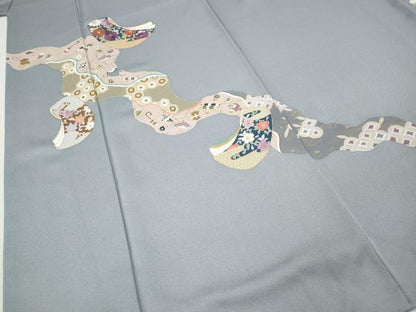 平和屋着物●西陣　京の名門　じゅらく謹製　帝王紫　訪問着　刺繍　道長誰が袖花文　金彩　正絹　逸品　CABH2553ut