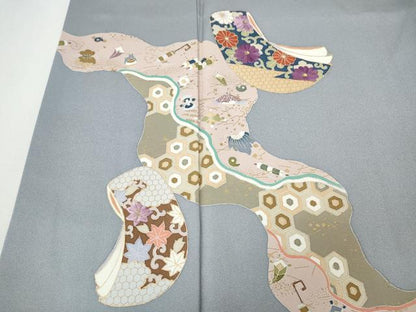 平和屋着物●西陣　京の名門　じゅらく謹製　帝王紫　訪問着　刺繍　道長誰が袖花文　金彩　正絹　逸品　CABH2553ut