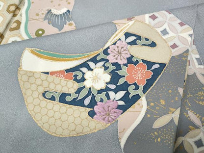 平和屋着物●西陣　京の名門　じゅらく謹製　帝王紫　訪問着　刺繍　道長誰が袖花文　金彩　正絹　逸品　CABH2553ut