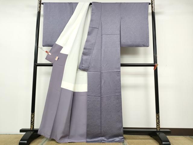 平和屋着物●上質な色無地　草花地紋　紫苑色　金通し地　正絹　逸品　CABH2556ut