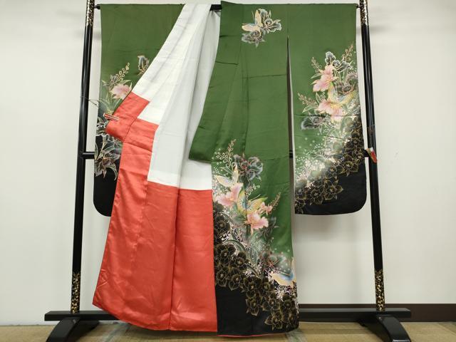 平和屋着物●豪華振袖　花蝶文　暈し染め　金彩　正絹　逸品　CABH2558ut