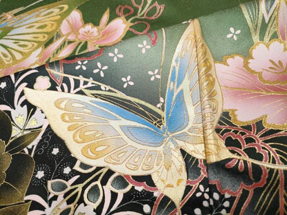 平和屋着物●豪華振袖　花蝶文　暈し染め　金彩　正絹　逸品　CABH2558ut