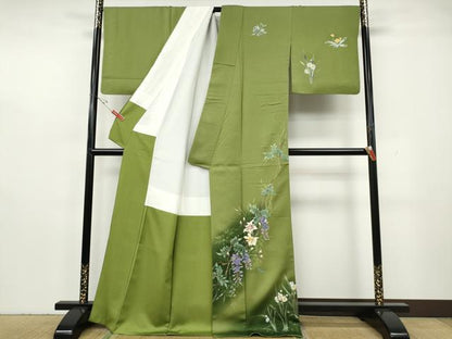 平和屋着物●訪問着　草花文　暈し染め　金彩　正絹　逸品　CABH2560ut