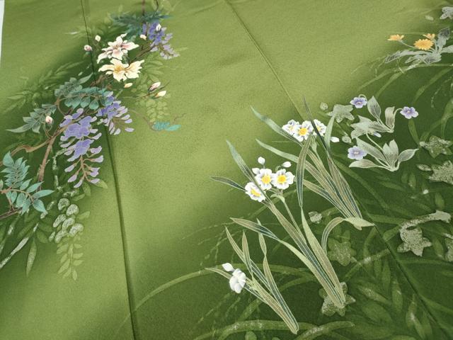 平和屋着物●訪問着　草花文　暈し染め　金彩　正絹　逸品　CABH2560ut