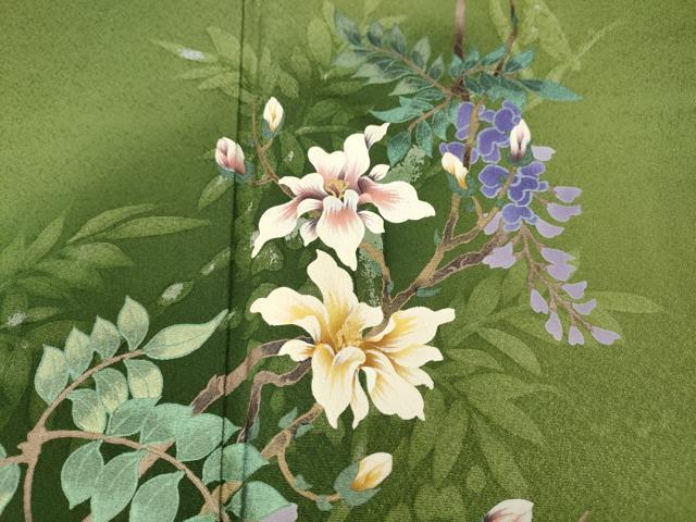 平和屋着物●訪問着　草花文　暈し染め　金彩　正絹　逸品　CABH2560ut
