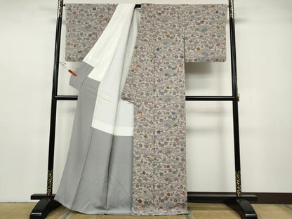 平和屋着物●上質な小紋　紅型　貝花文　鬼しぼ縮緬　正絹　逸品　CABH2562ut