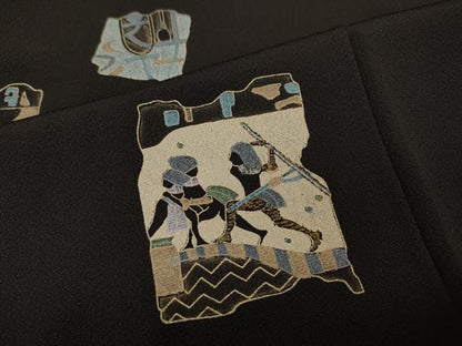 平和屋着物●訪問着　壁画文様　金彩　正絹　逸品　CABH2564ut