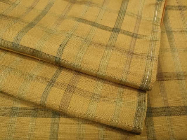 平和屋着物●上質な紬　格子柄　正絹　逸品　CABH2567ut