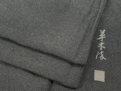 平和屋着物●江戸小紋　作家物　草木染　立波文　黒地　正絹　逸品　CABH2568ut