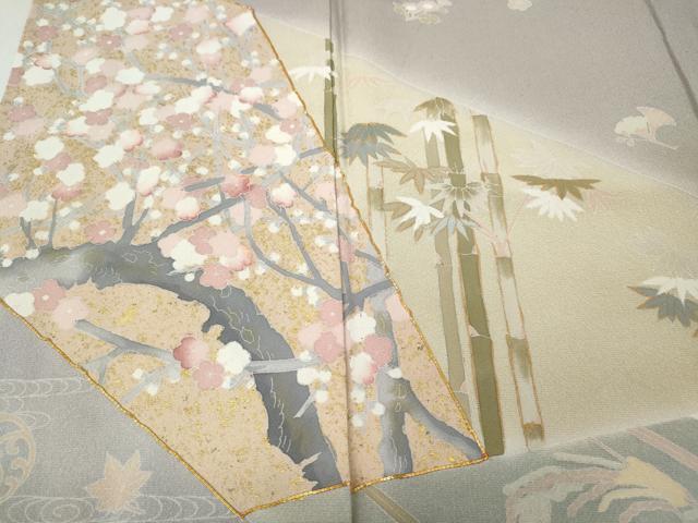平和屋着物●豪華色留袖　駒刺繍　切嵌花鳥文　金彩　正絹　逸品　CABH2569ut