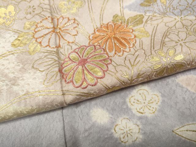 平和屋着物●創業460年・千總　訪問着　駒刺繍　絞り　松皮菱花文　金彩　正絹　逸品　CABH2571ut