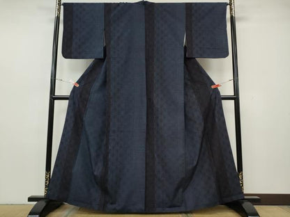平和屋着物●結城紬　100亀甲　麻の葉文様　正絹　逸品　CABH2573ut