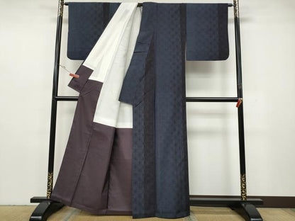 平和屋着物●結城紬　100亀甲　麻の葉文様　正絹　逸品　CABH2573ut